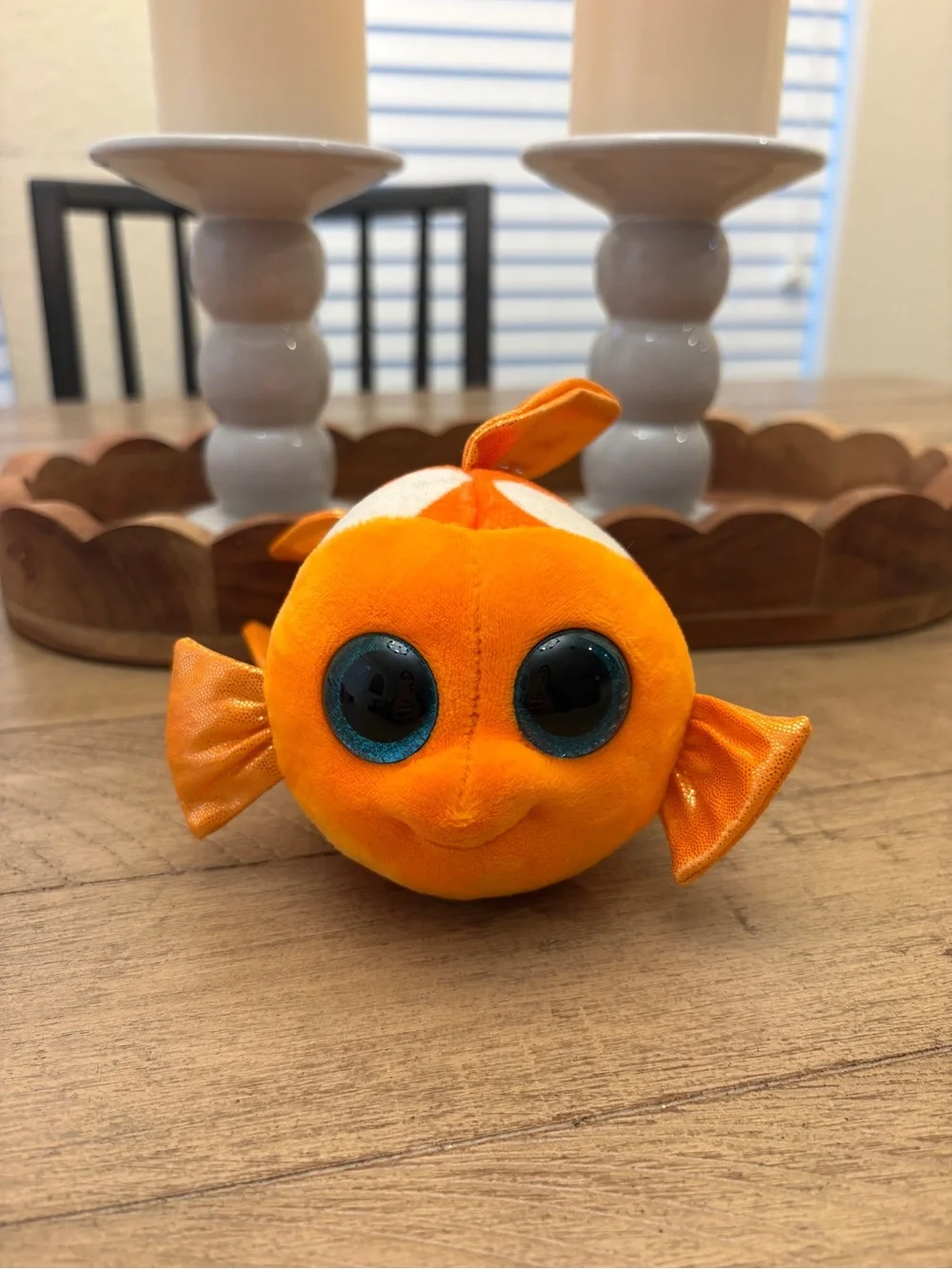 Ty Orange Fish Plush with Large Blue Eyes